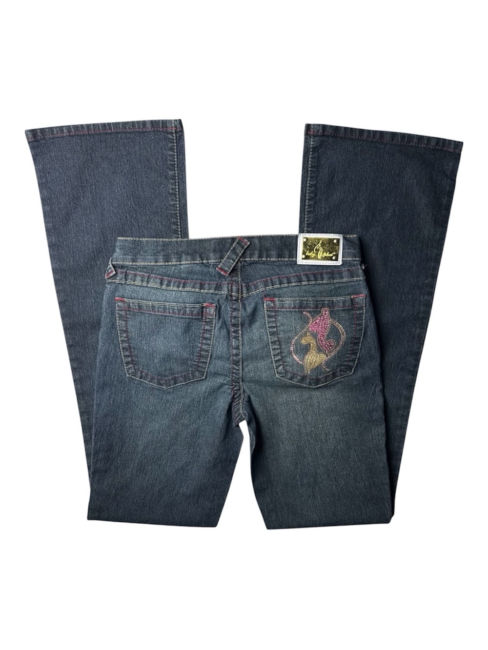 Baby Phat Purple/Gold Embellished-Pocket Logo Jeans